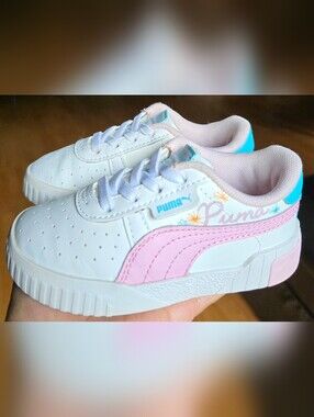 Sz 7C Toddler Girl's PUMA CALI SPRING SKETCHBOOK Perforated Lace-Up